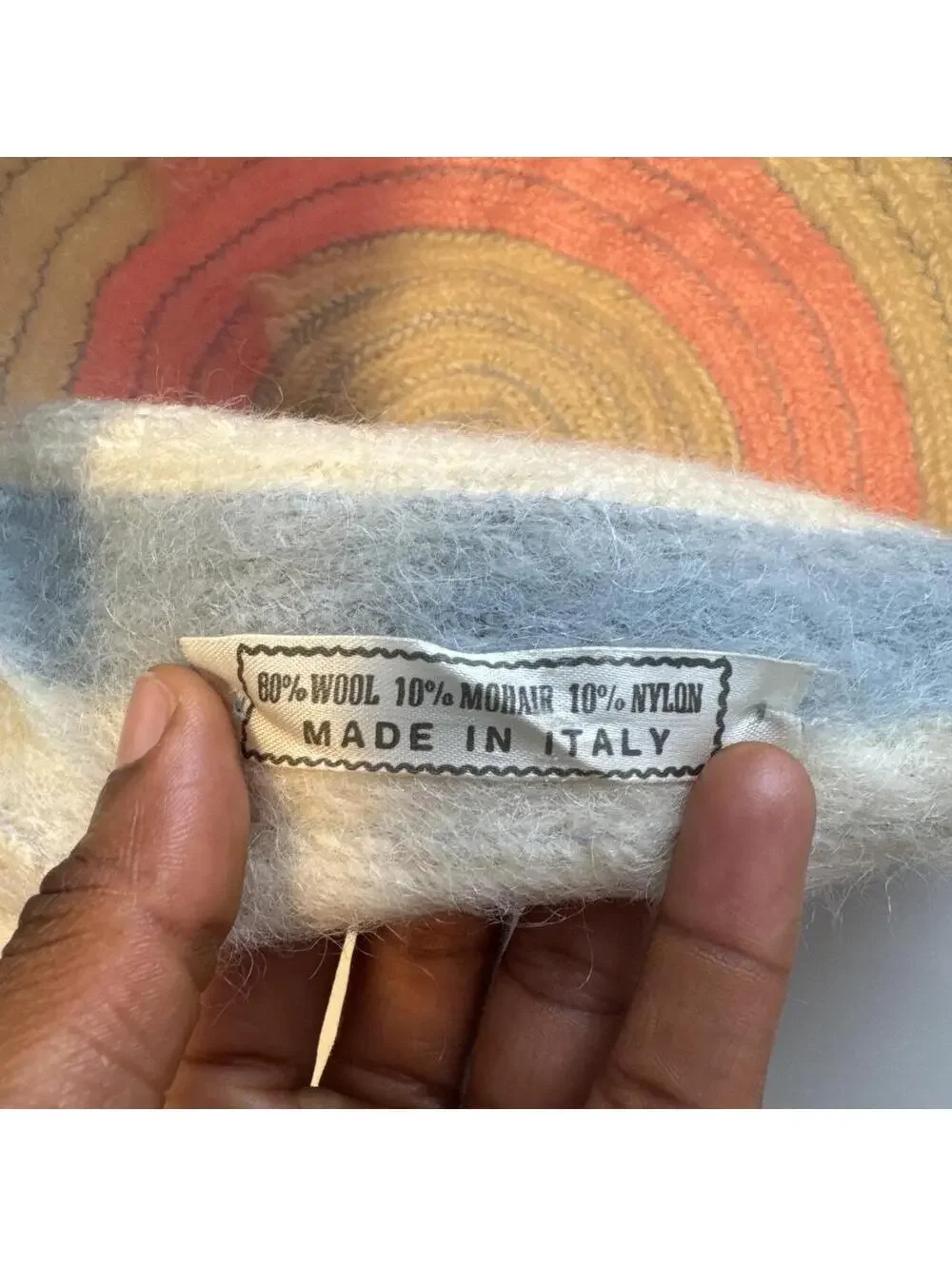 90s Italian Pastel Rainbow Striped Mohair Wool Bucket Hat 24
